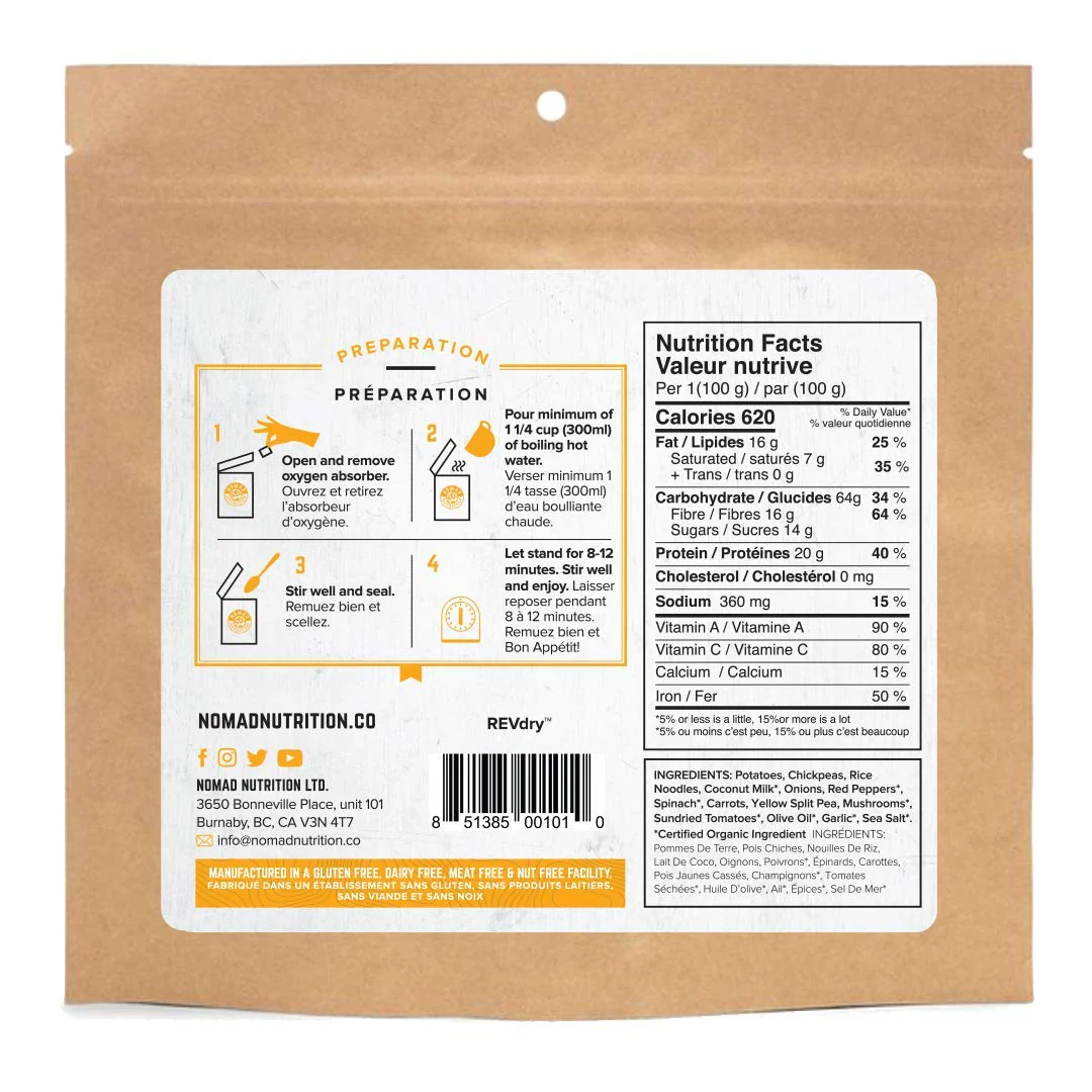 Nomad Nutrition - Kathmandu Curry - Plant-Based Dehydrated Meal - Single Pack - Image 6