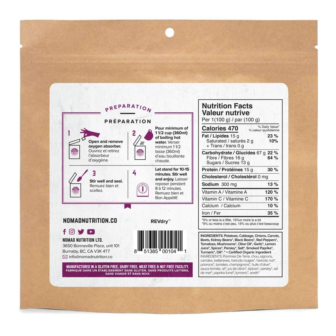Nomad Nutrition - Ukrainian Borscht - Plant-Based Dehydrated Meal - Single Pack - Image 4
