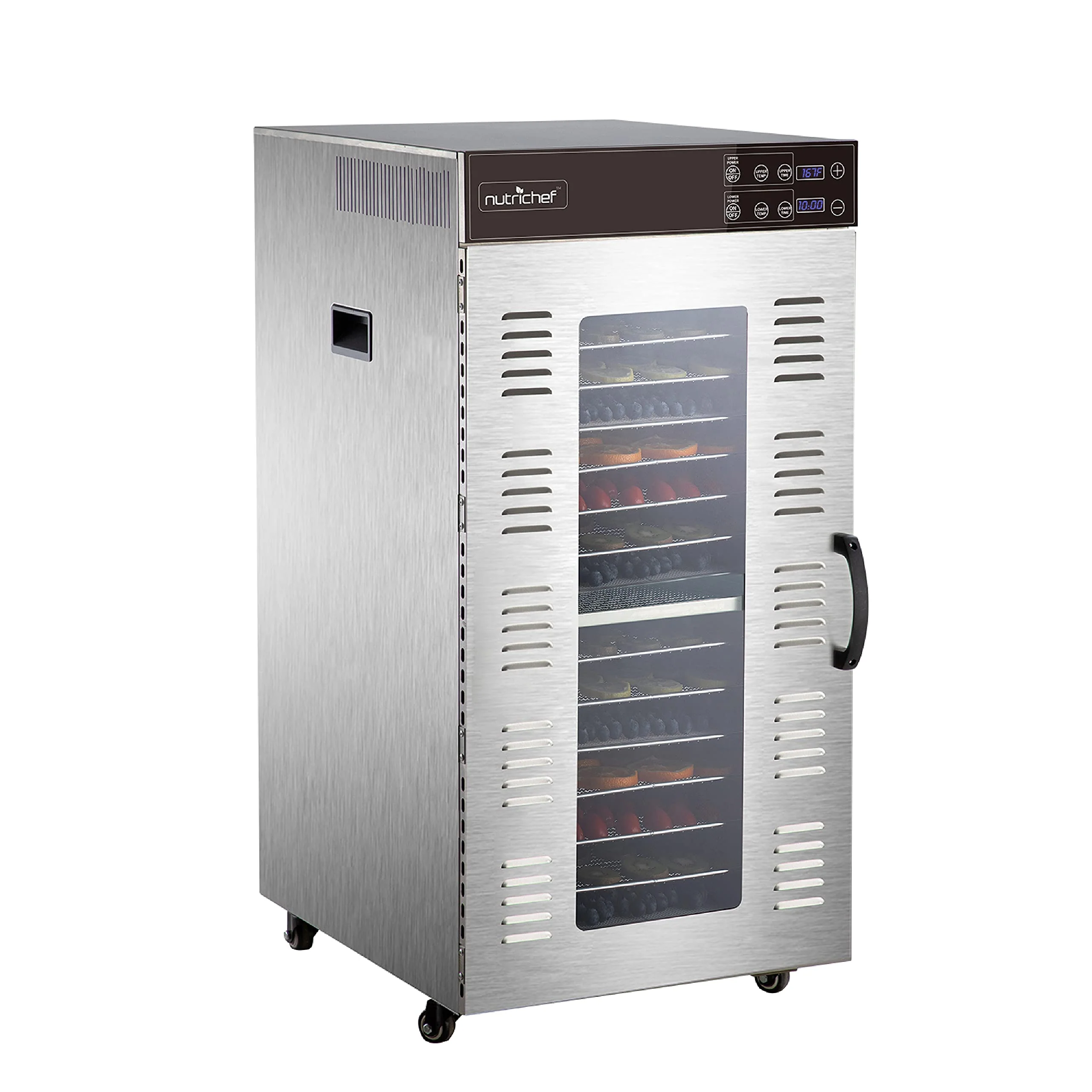NutriChef Electric Food Dehydrator Machine - 2000-Watt Premium Multi-Tier Dryer With 20 Shelf Stainless Steel Trays - NCFD20S