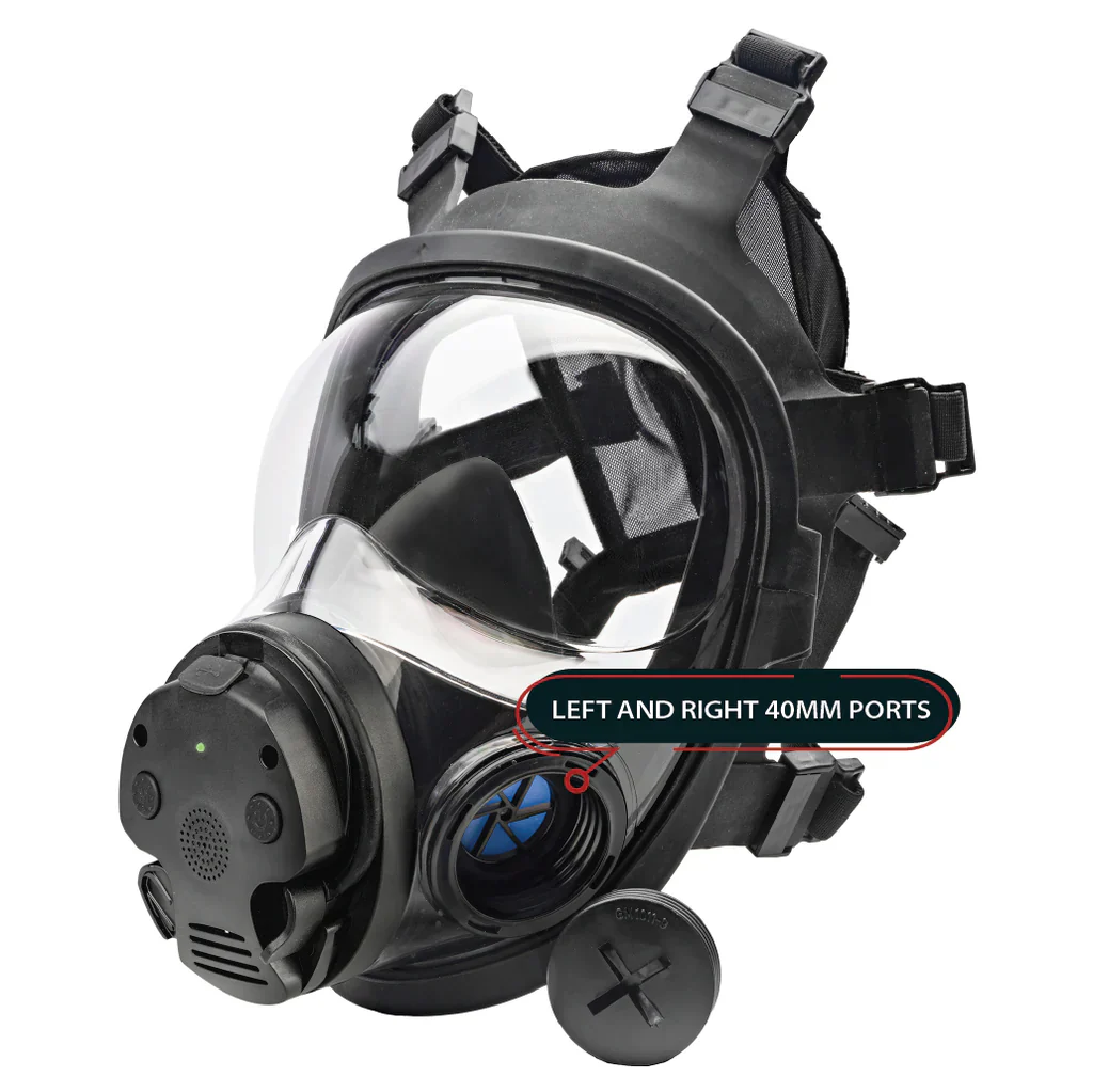 Parcil Safety NB-100E Tactical Gas Mask with Electronic Voice Amplifier and Radio Transmitter/Receiver - Image 2