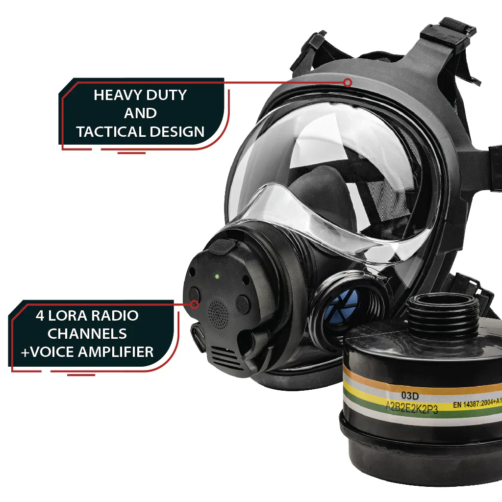Parcil Safety NB-100E Tactical Gas Mask with Electronic Voice Amplifier and Radio Transmitter/Receiver - Image 3