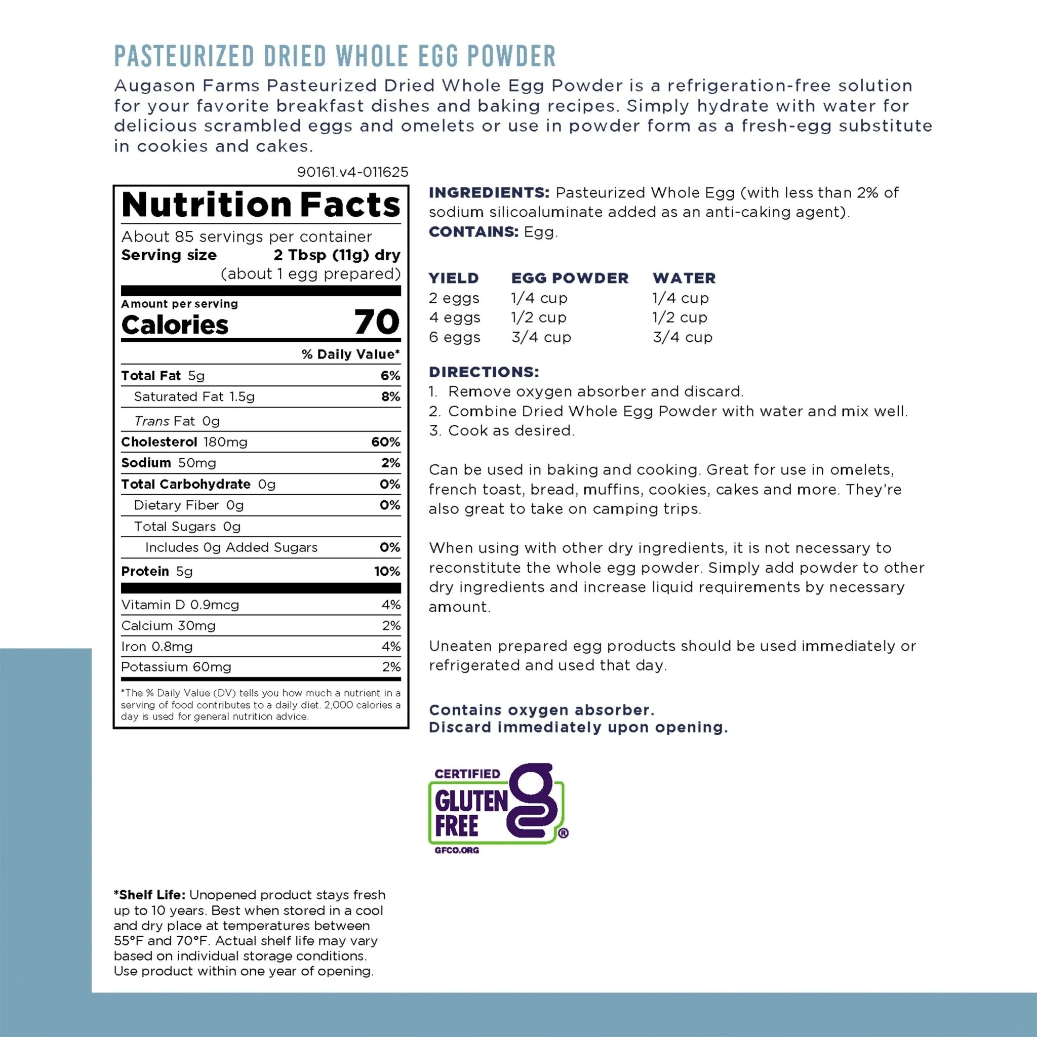 Pasteurized Dried Whole Egg Powder Can, 85 Servings - Image 3
