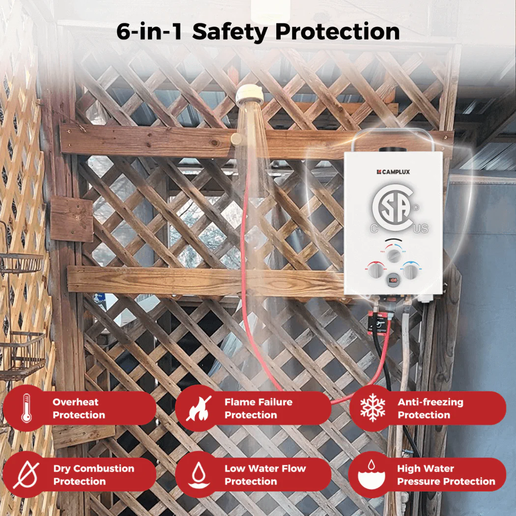 Portable Water Heater, Camplux 1.58 GPM Tankless Gas Water Heater - Image 2