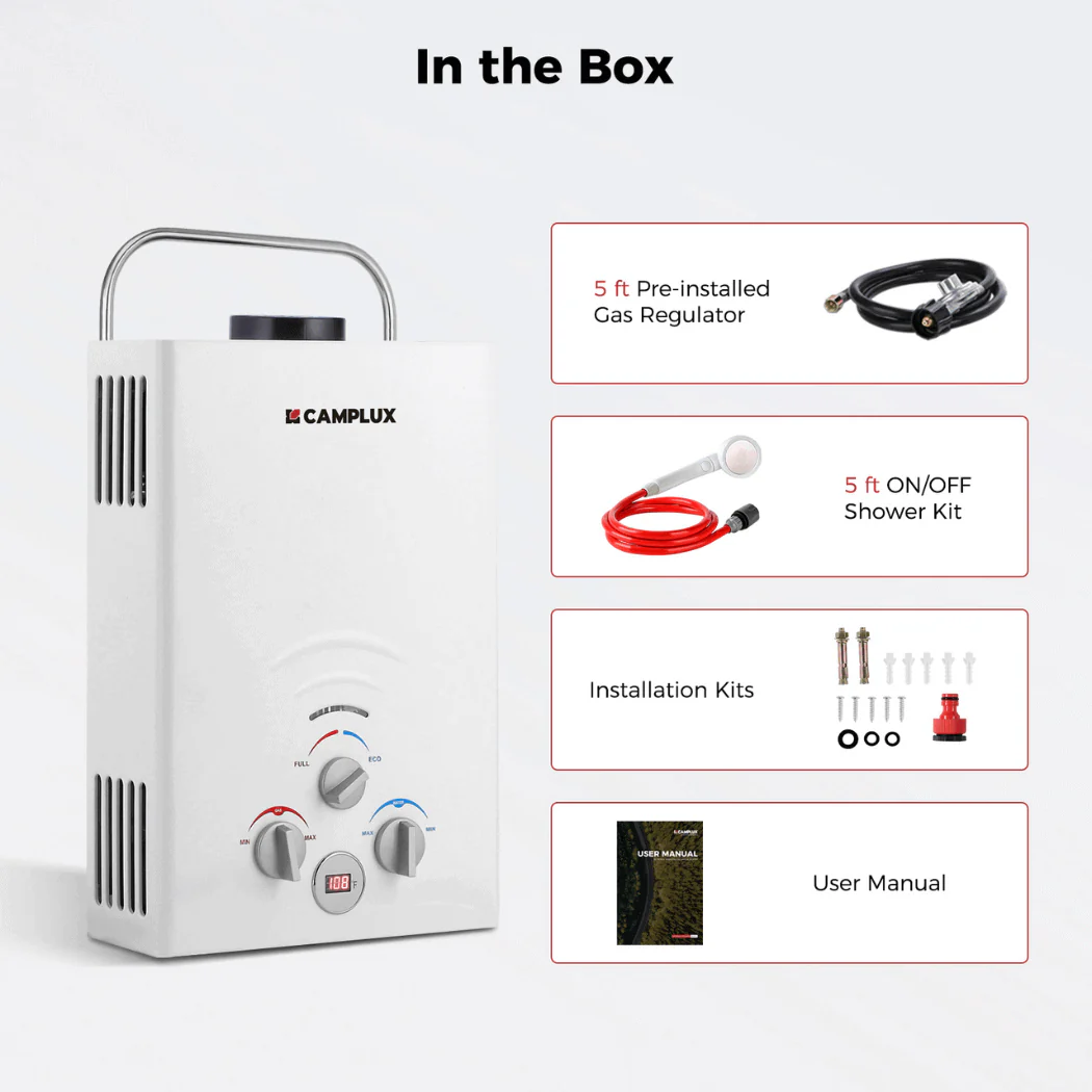 Portable Water Heater, Camplux 1.58 GPM Tankless Gas Water Heater - Image 5