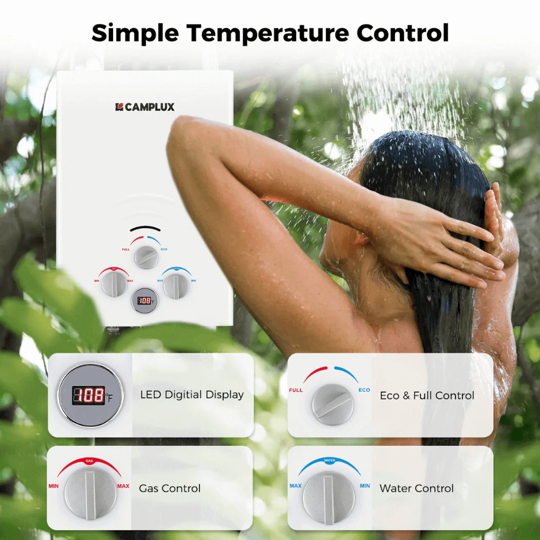 Portable Water Heater, Camplux 1.58 GPM Tankless Gas Water Heater - Image 7