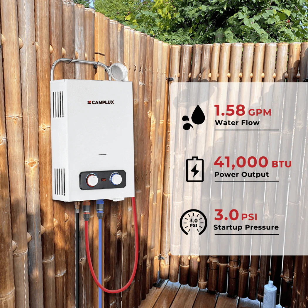 Portable Water Heater, Camplux 1.58 GPM Tankless Gas Water Heater, Outdoor Camping Water Heater Propane Shower, White - Image 3