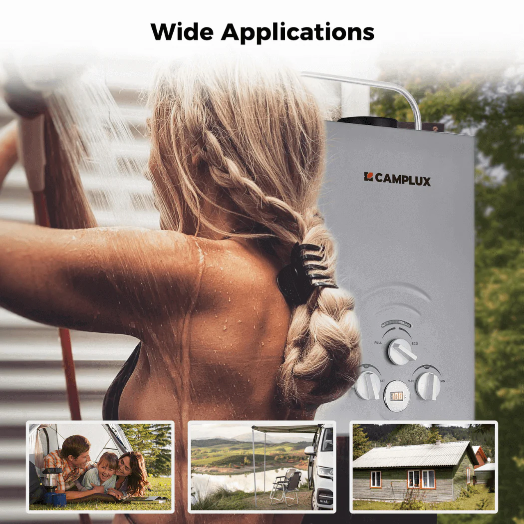 Portable Water Heater, Camplux Tankless Water Heater Propane, 1.58 GPM On Demand Water Heater, Outdoor Gas Water Heater, Gray - Image 2
