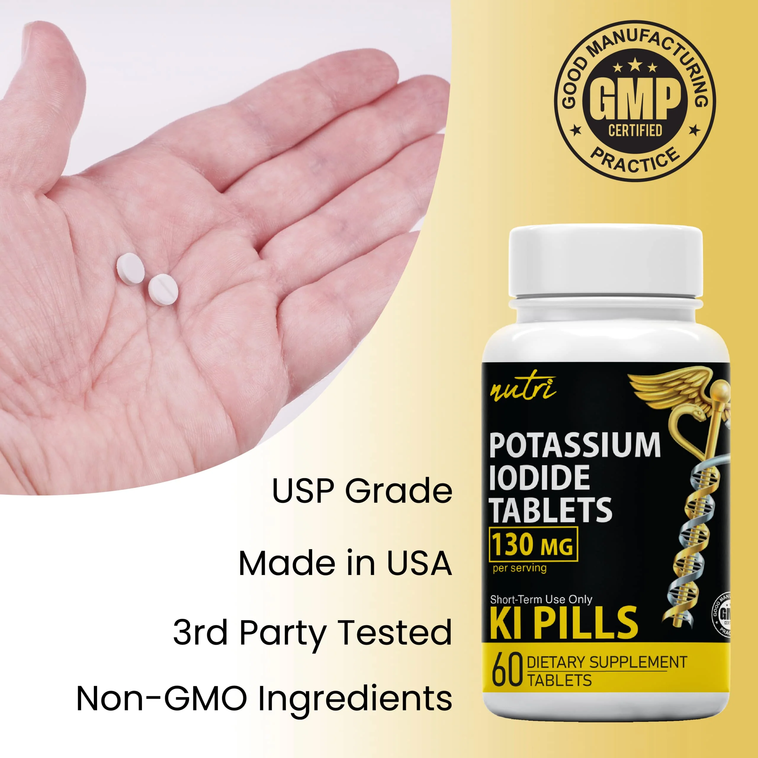 Nutri - Potassium Iodide Tablets – 60 Count 130 mg Pills - 5 Pack - Image 4