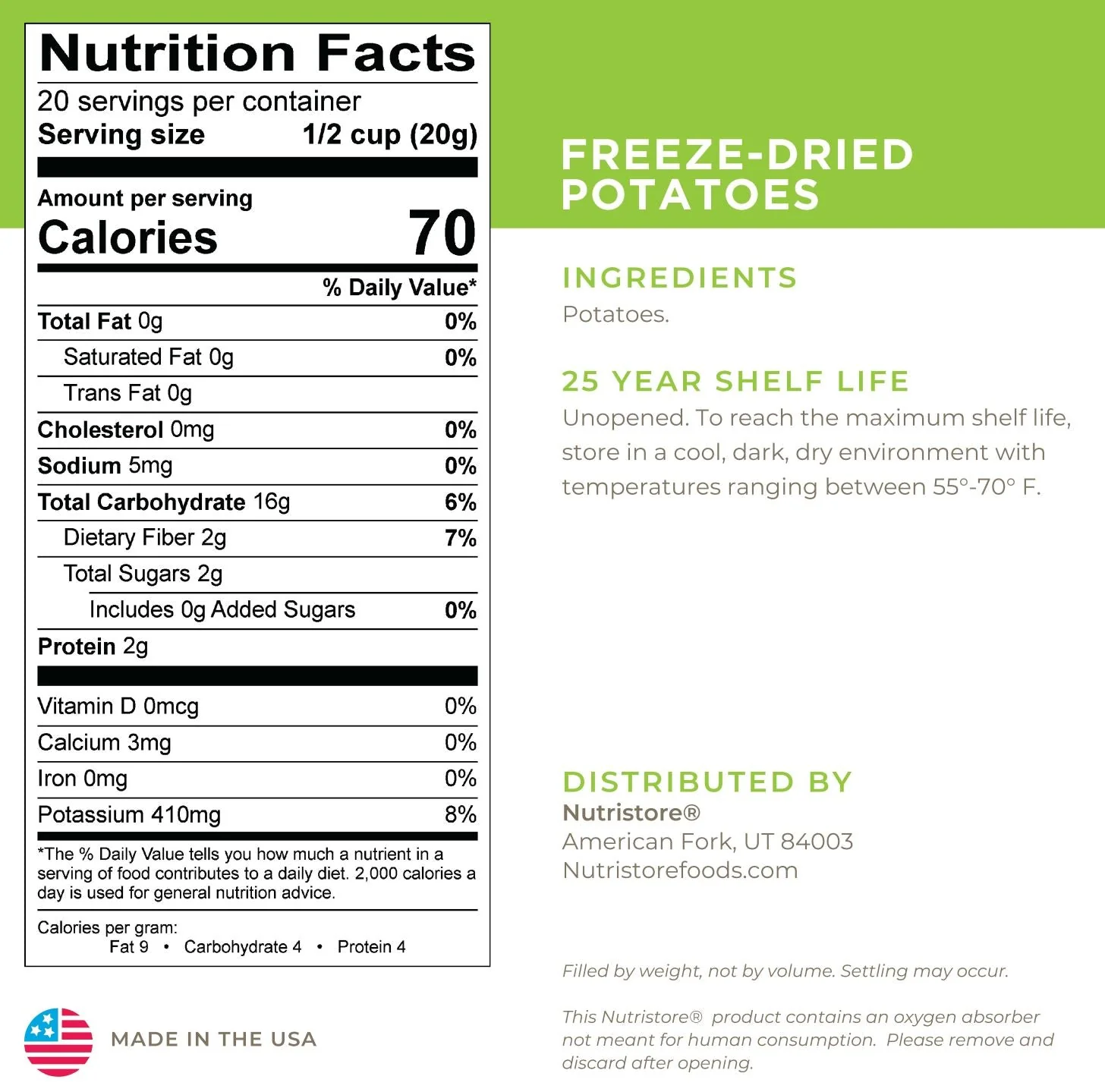 Potatoes Freeze Dried - #10 Can - Image 2