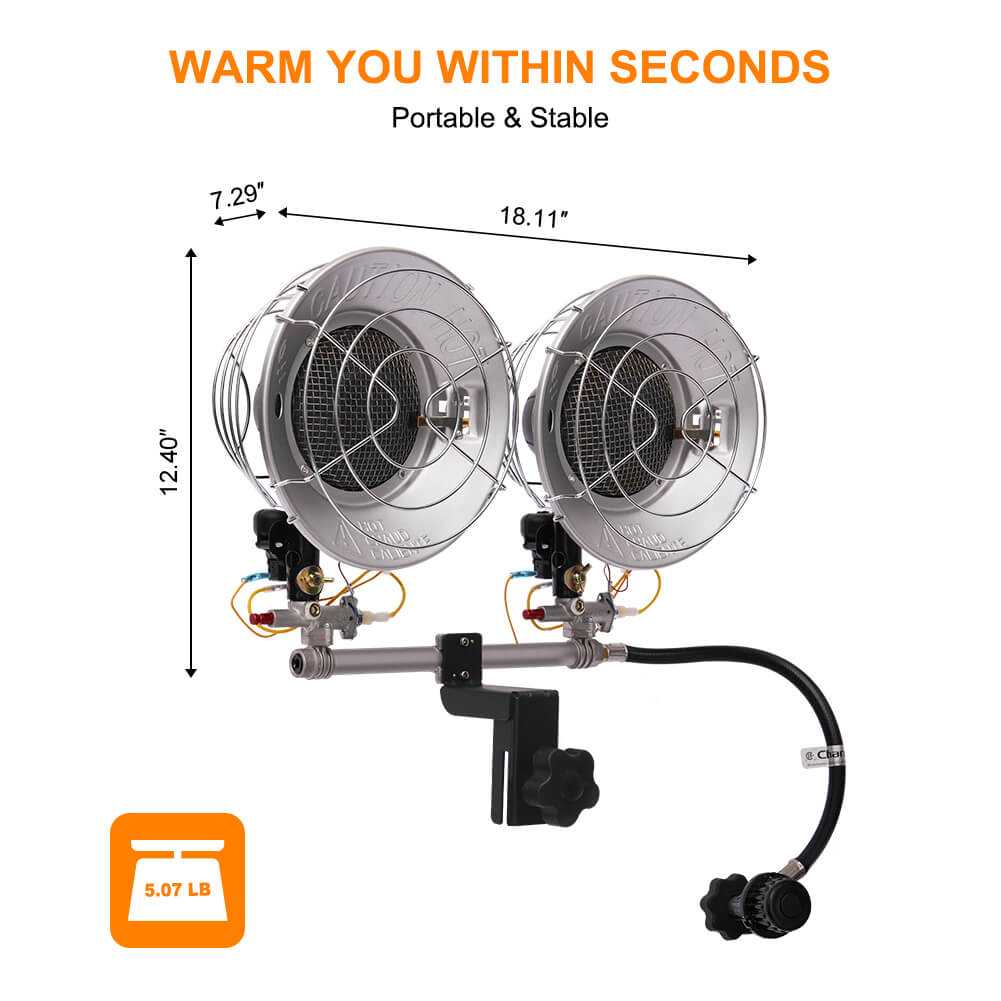 Propane Tank Top Heater, Camplux Outdoor Tanktop Heater with Tip-Over Switch for Garage, Camping, Hunting, Double Burner Heavy Duty Steel 30,000 BTU - Image 3