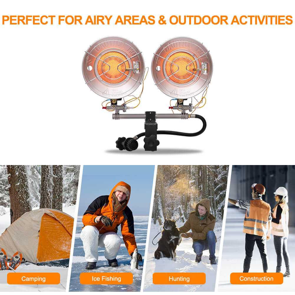Propane Tank Top Heater, Camplux Outdoor Tanktop Heater with Tip-Over Switch for Garage, Camping, Hunting, Double Burner Heavy Duty Steel 30,000 BTU - Image 7