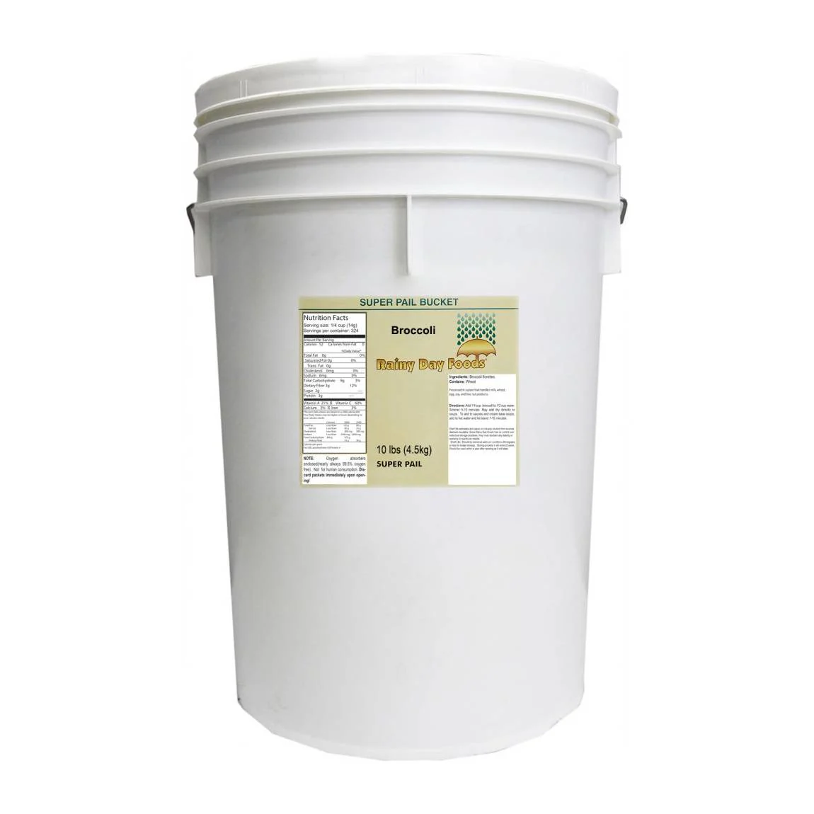 Rainy Day Foods Non-GMO Broccoli 5 Gallon 10 lb. Super Pail - 324 Servings