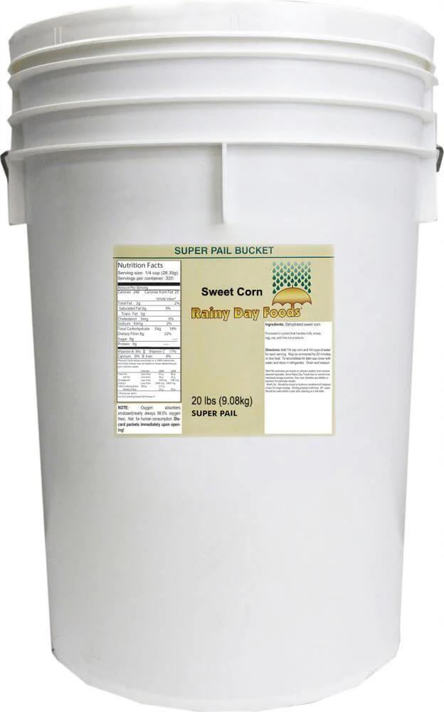 Rainy Day Foods Dehydrated Corn Super Sweet 5 Gallon 16 lb. Super Pail - 256 Servings