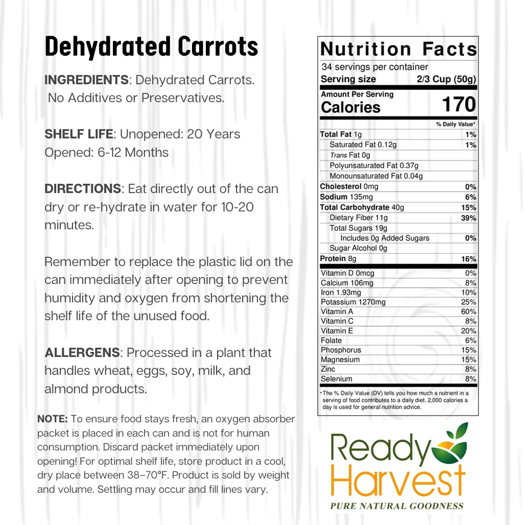 Ready Harvest Dehydrated Carrots - 25 Year Shelf Life - #10 Can - Image 9