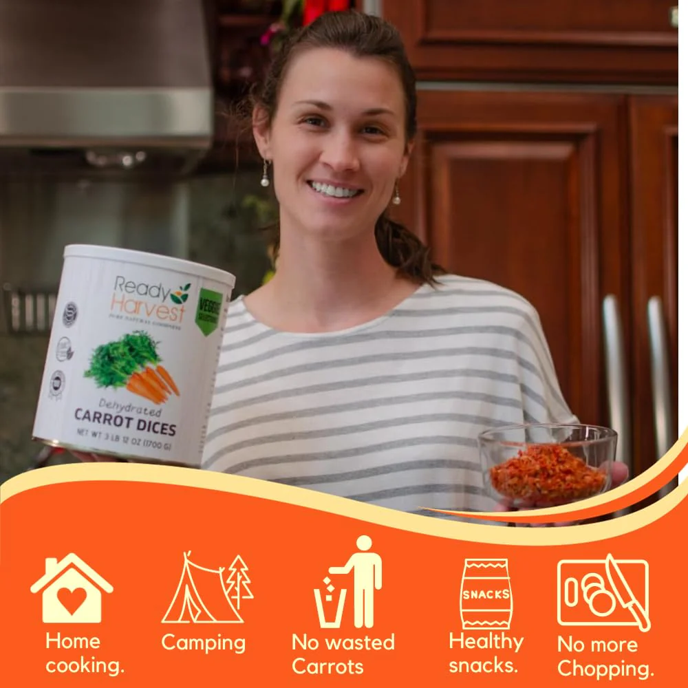 Ready Harvest Dehydrated Carrots - 25 Year Shelf Life - Six #10 Cans - Image 4