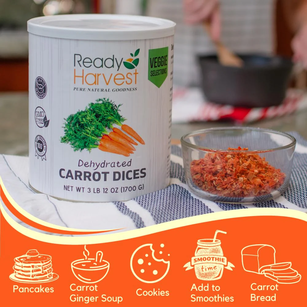 Ready Harvest Dehydrated Carrots - 25 Year Shelf Life - Six #10 Cans - Image 5