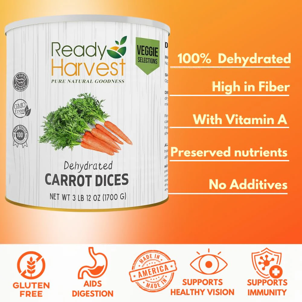 Ready Harvest Dehydrated Carrots - 25 Year Shelf Life - Six #10 Cans - Image 6