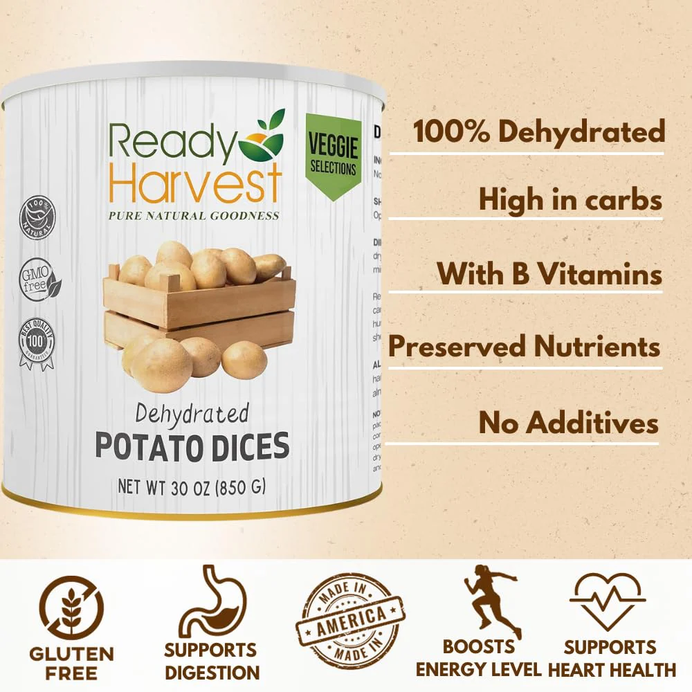Ready Harvest Dehydrated Diced Potatoes - 30 Year Shelf Life - #10 Can - Image 5