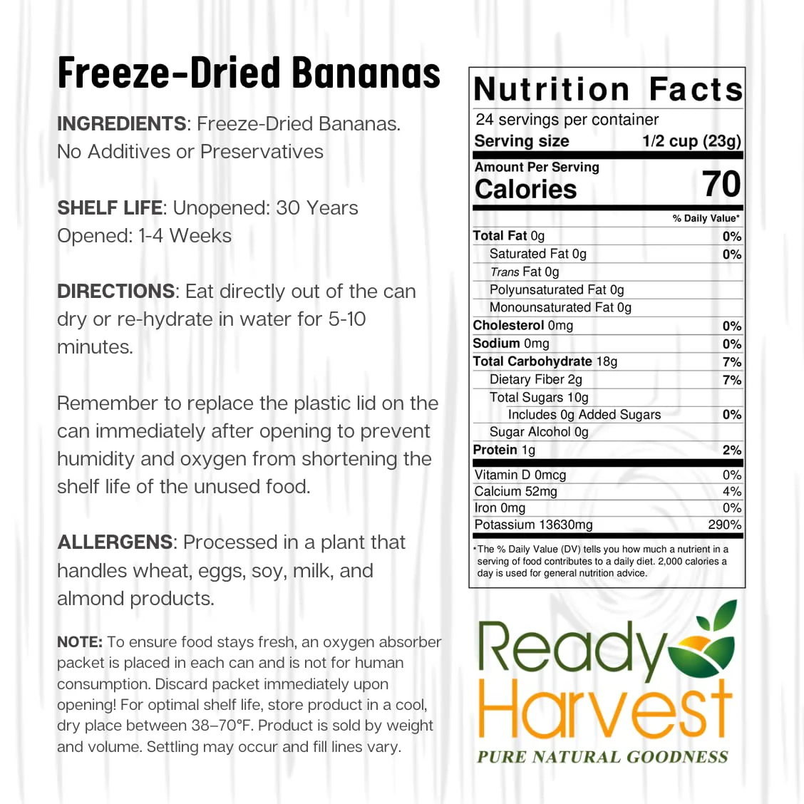Ready Harvest Freeze-Dried Bananas - #10 Can - Image 9