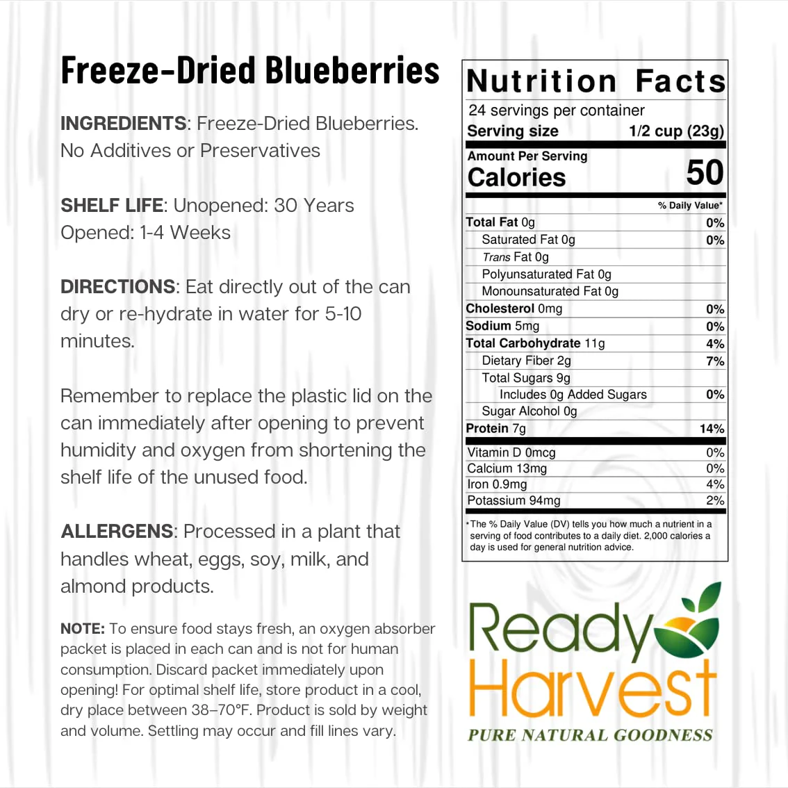 Ready Harvest Freeze-Dried Blueberries - 30 Year Shelf Life - Six #10 Cans - Image 8