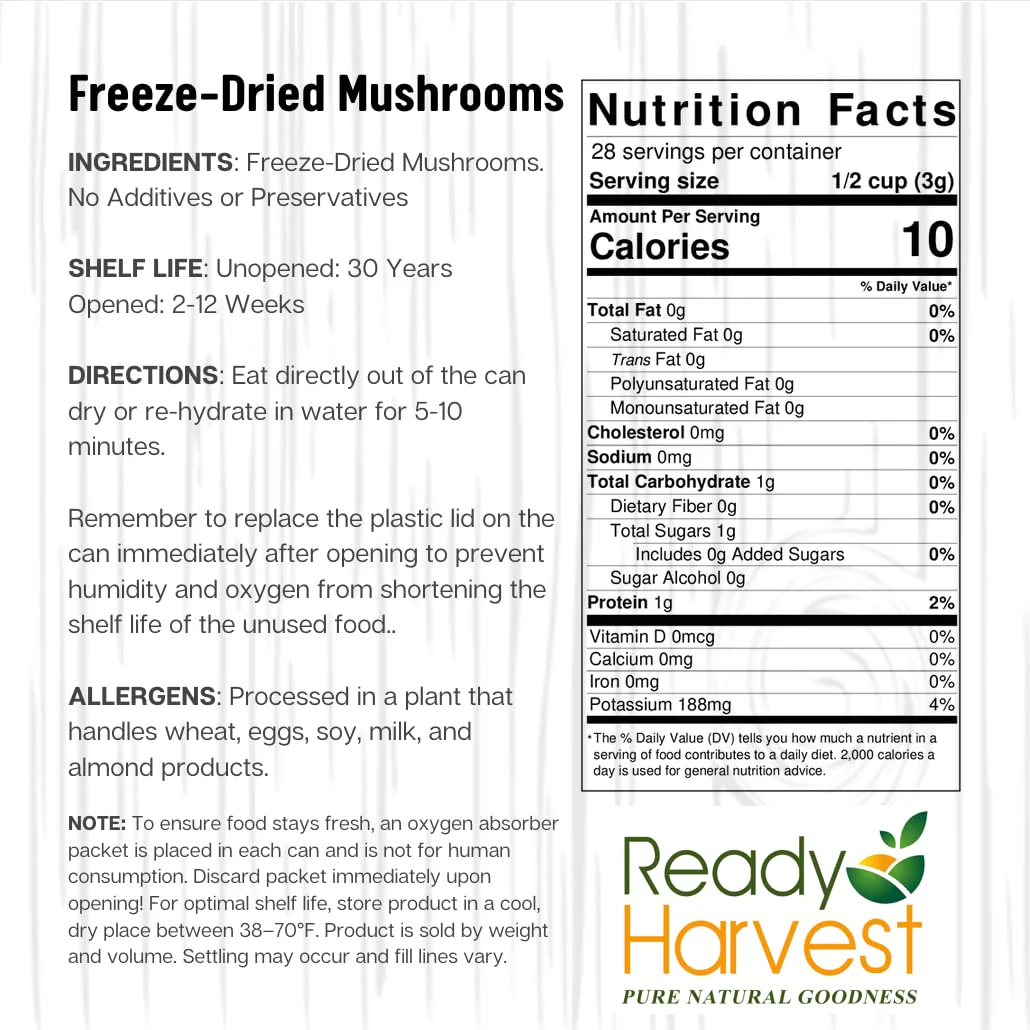 Ready Harvest Freeze-Dried Mushrooms - #10 Can - Image 7