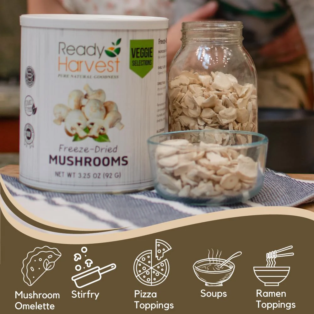 Ready Harvest Freeze-Dried Mushrooms #10 Cans - 6 Pack - Image 2