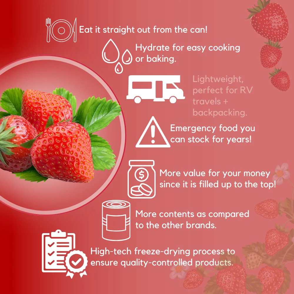 Ready Harvest Freeze-Dried Strawberries #10 Cans - 6 Pack - Image 3