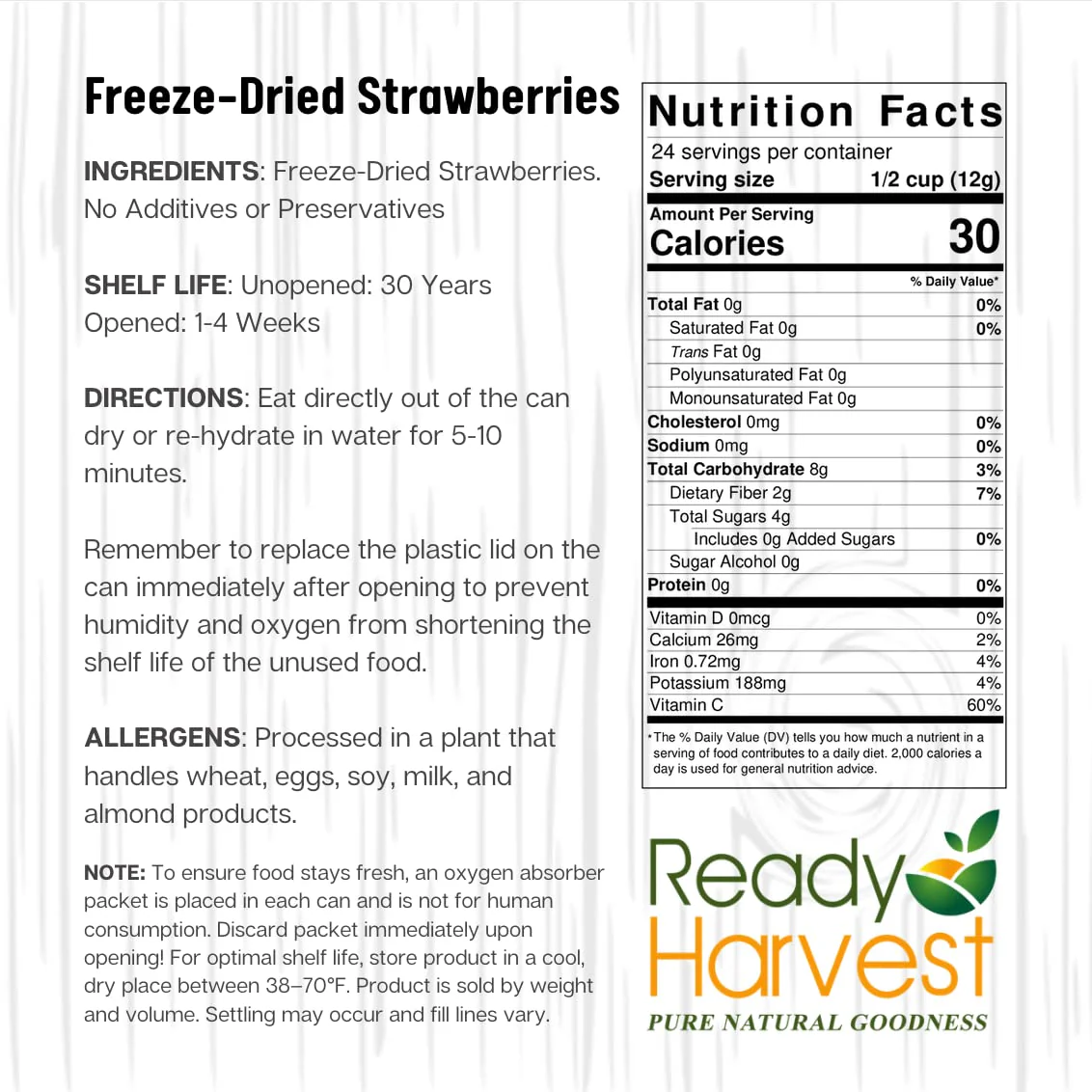 Ready Harvest Freeze-Dried Strawberries #10 Cans - 6 Pack - Image 9