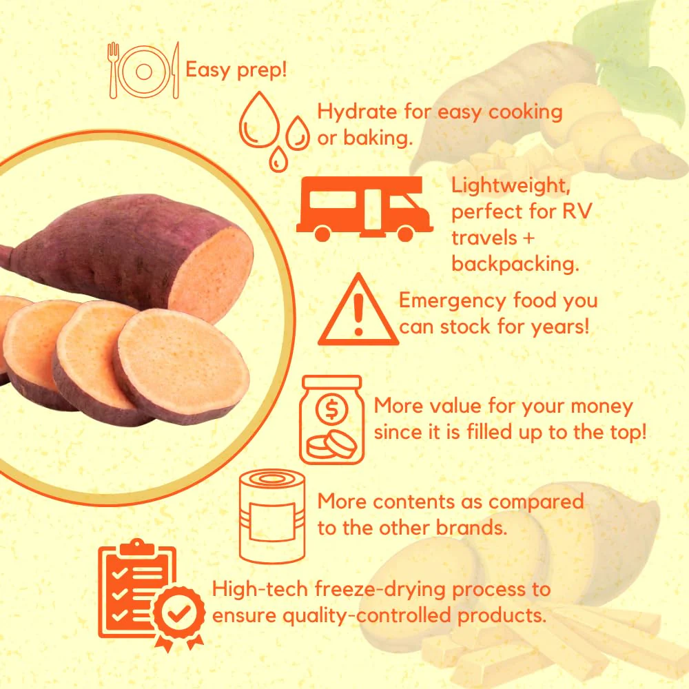 Ready Harvest Freeze-Dried Sweet Potatoes #10 Cans - 6 Pack - Image 3