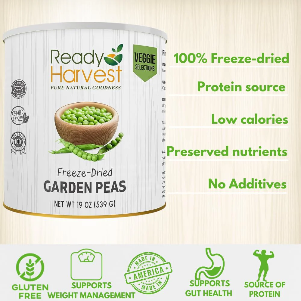 Ready Harvest Freeze-Dried Garden Peas - 30 Year Shelf Life - #10 Can - Image 6