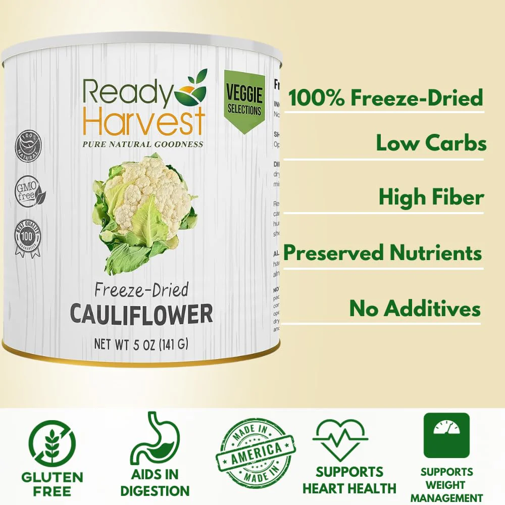 Ready Harvest Freeze-Dried Cauliflower - 30 Year Shelf Life - Six #10 Cans - Image 5