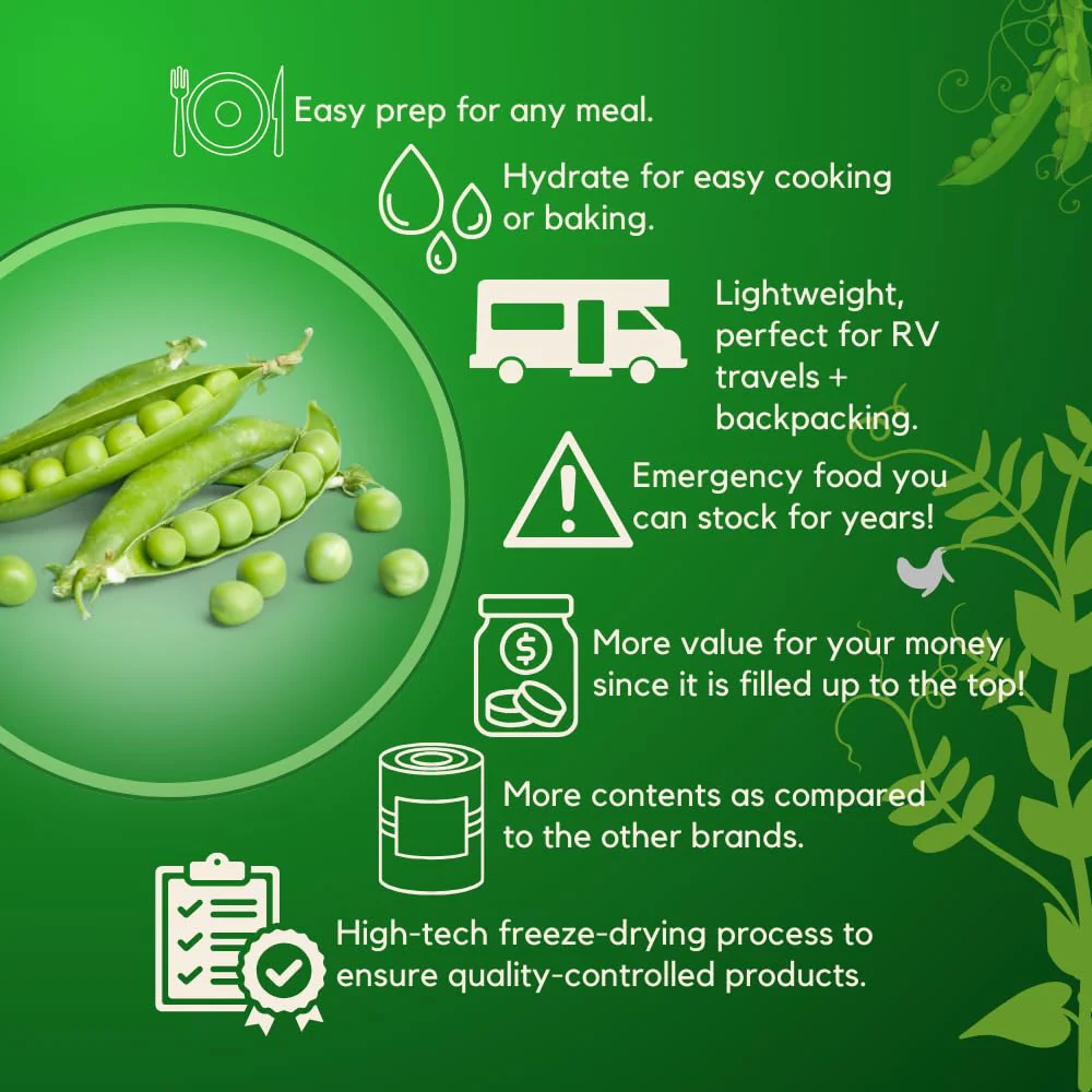 Ready Harvest Freeze-Dried Garden Peas #10 Cans - 6 Pack - Image 3