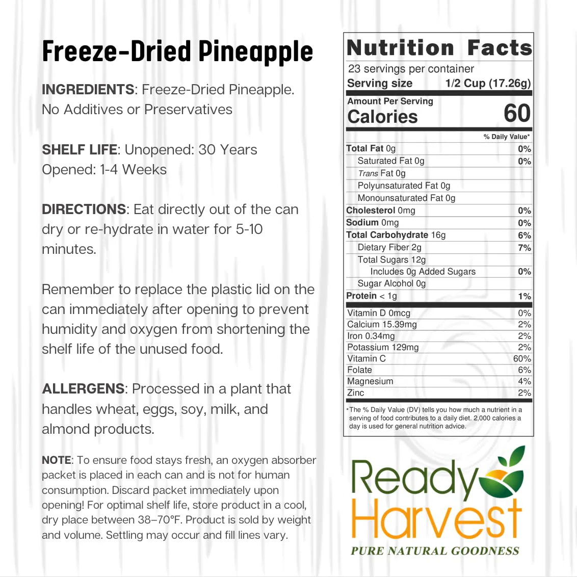 Ready Harvest Freeze-Dried Pineapples - #10 Can - Image 7