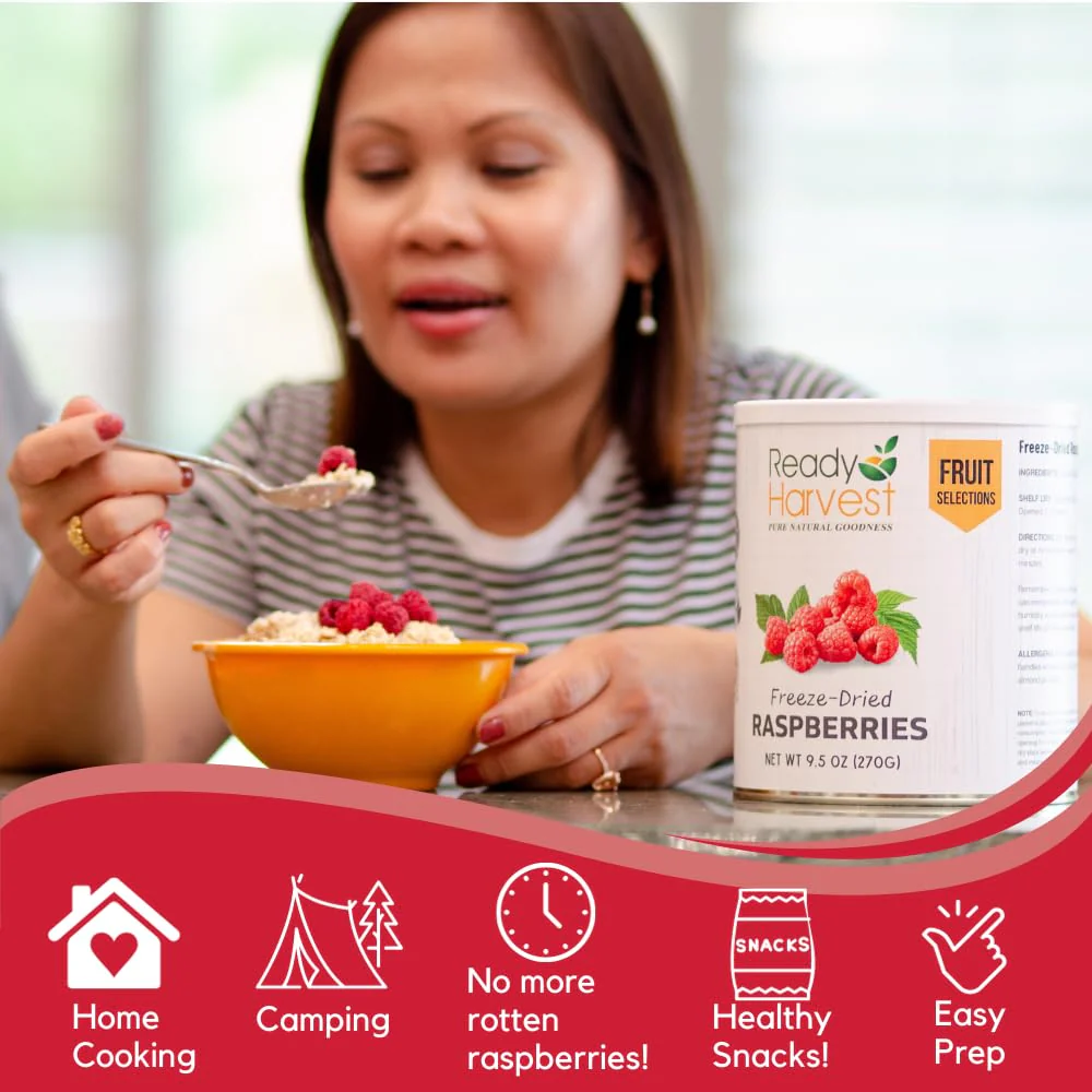 Ready Harvest Freeze-Dried Raspberries #10 Cans - 6 Pack - Image 4