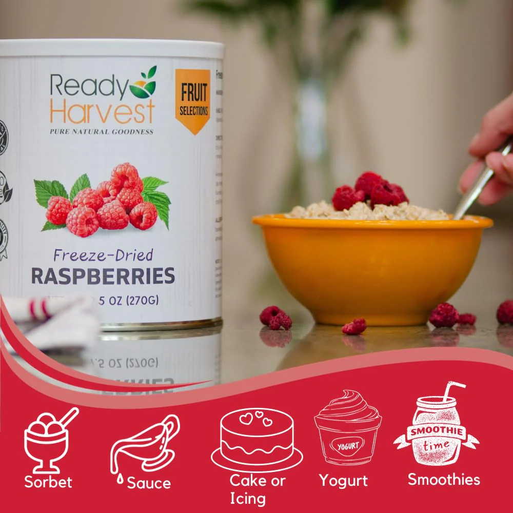 Ready Harvest Freeze-Dried Raspberries #10 Cans - 6 Pack - Image 5