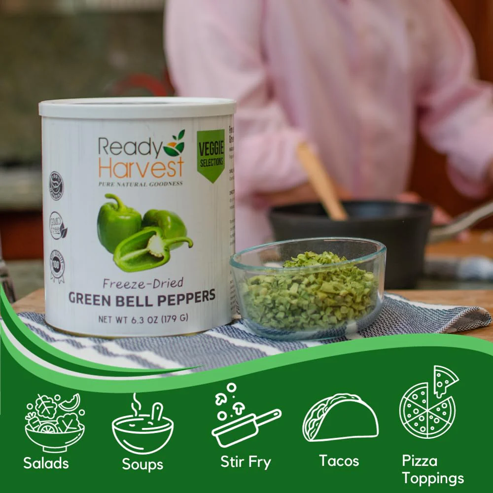 Ready Harvest Freeze-Dried Bell Peppers - 30 Year Shelf Life - #10 Can - Image 4