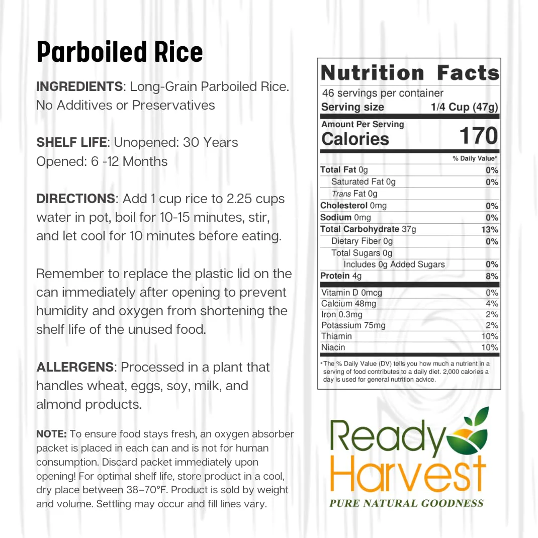 Ready Harvest Parboiled White Rice - #10 Can - Image 8