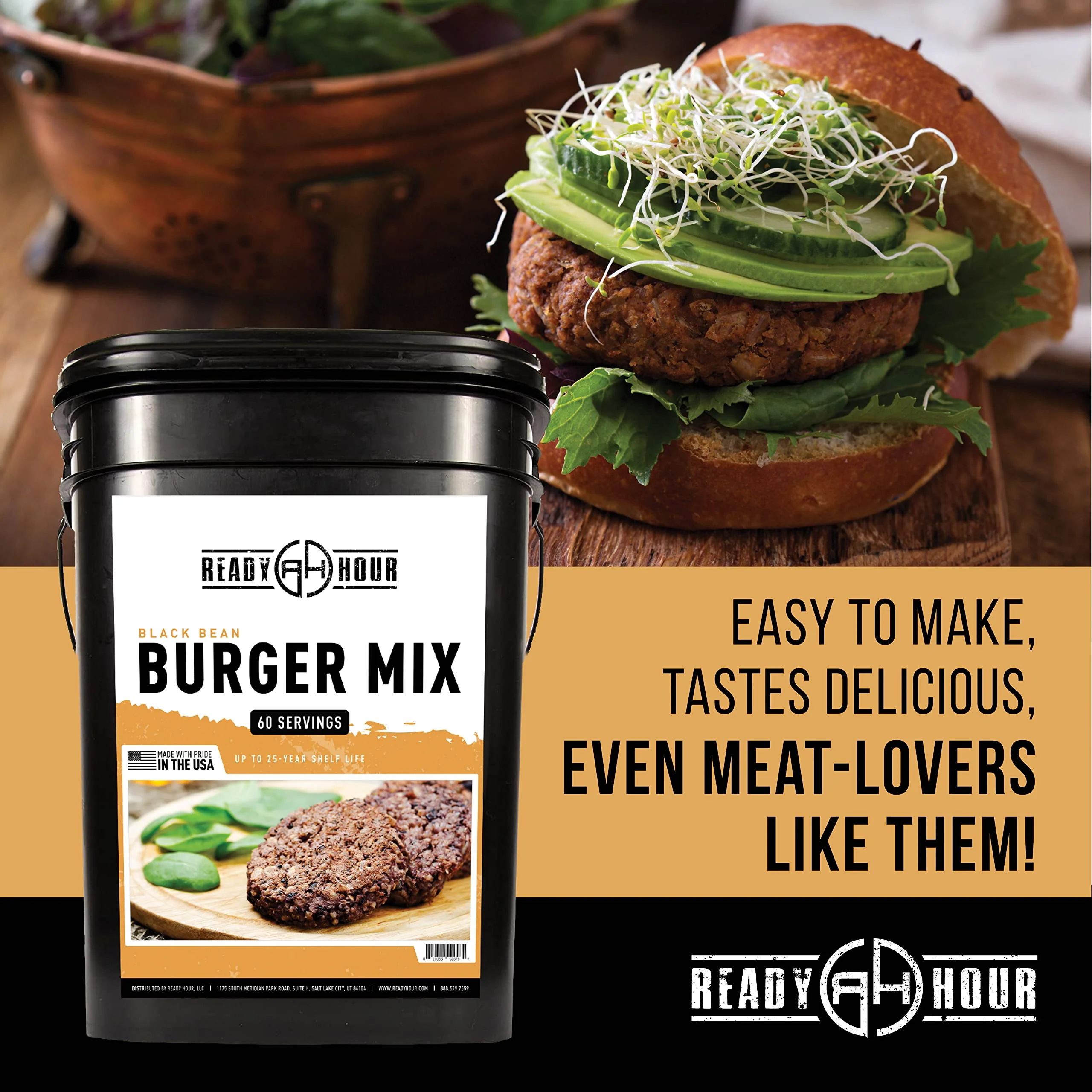Ready Hour Black Bean Burger Mix - 10 Resealable Pouches - 60 Servings - Image 4