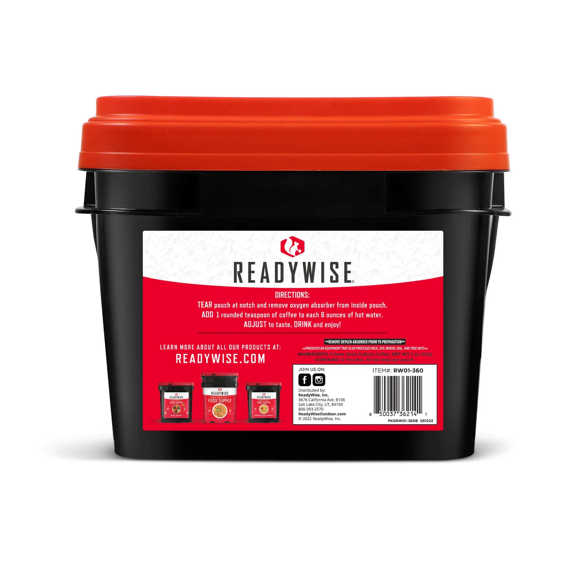 ReadyWise - 360 Serving Freeze Dried Coffee Bucket - Image 2