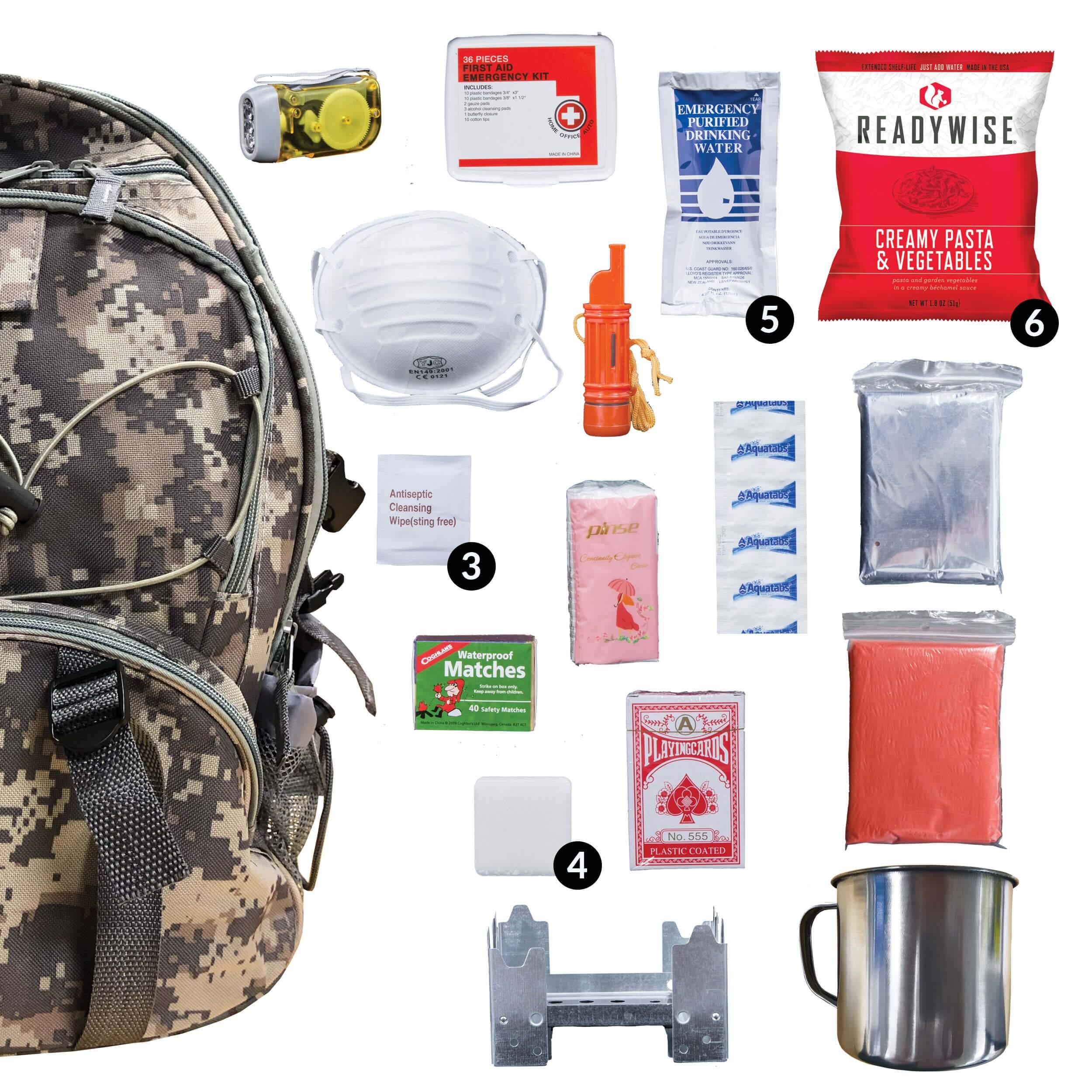 ReadyWise - 64 Piece Survival Back Pack (Camo)