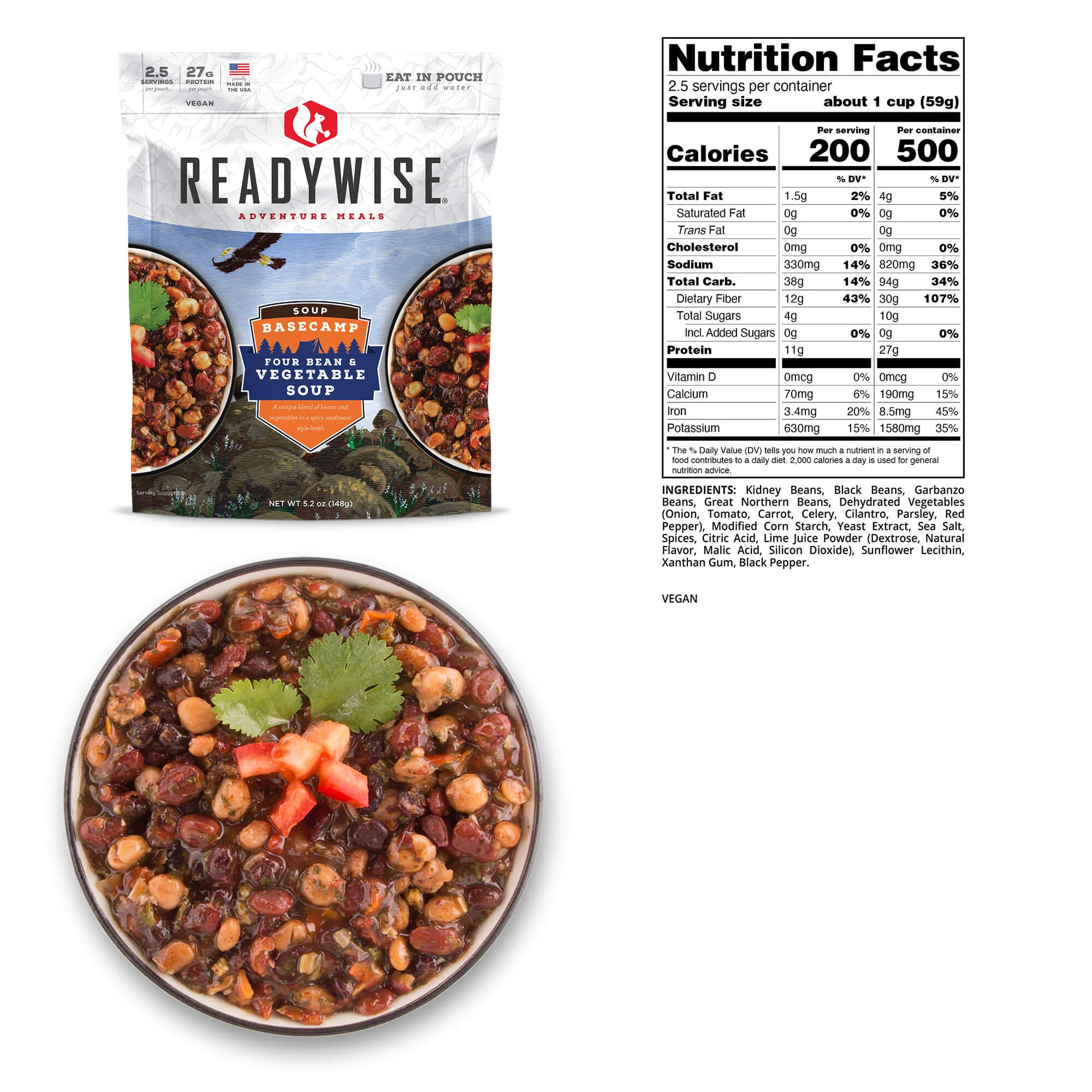 ReadyWise - Basecamp Four Bean and Vegetable Soup - 6 Pack - Image 3