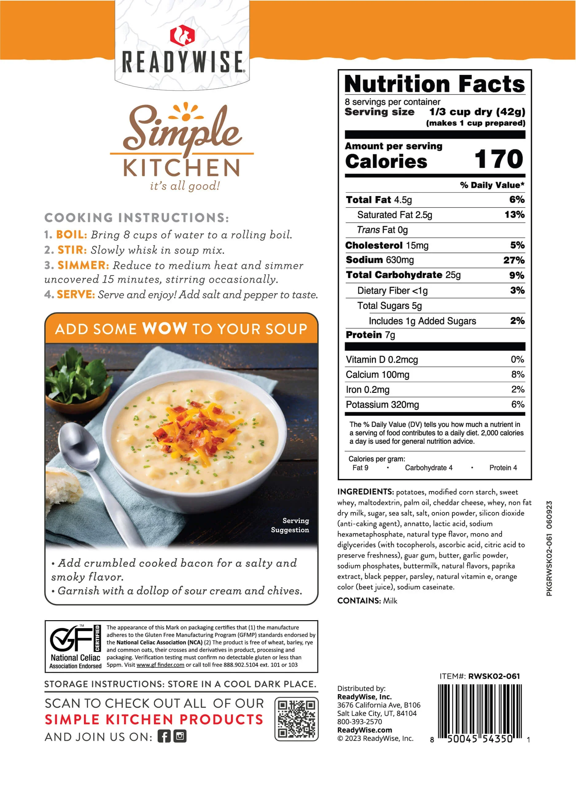 ReadyWise - Cheddar Potato Soup - 6 Pack - Image 2