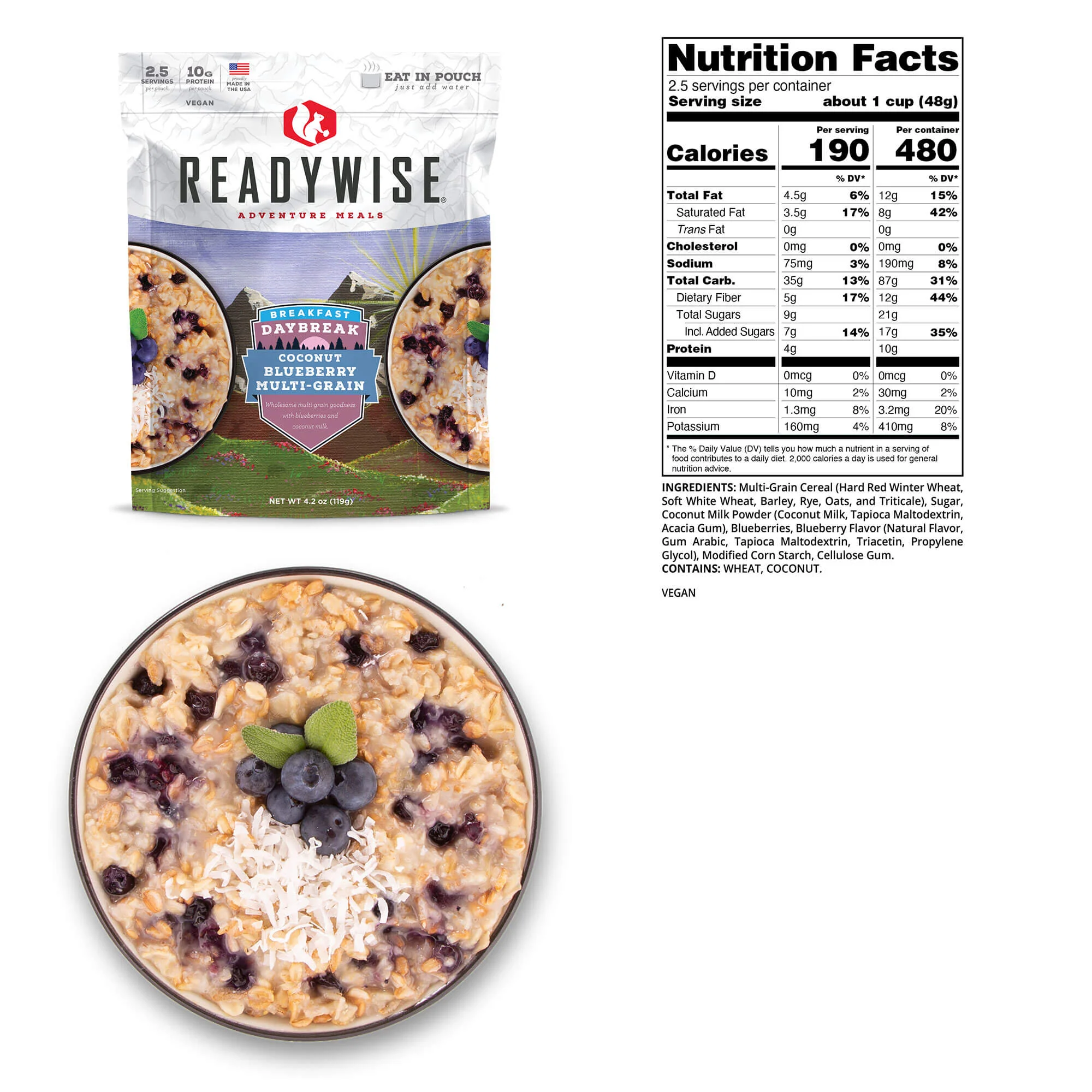 ReadyWise - Daybreak Coconut Milk Blueberry Multi-Grain - 6 Pack - Image 3