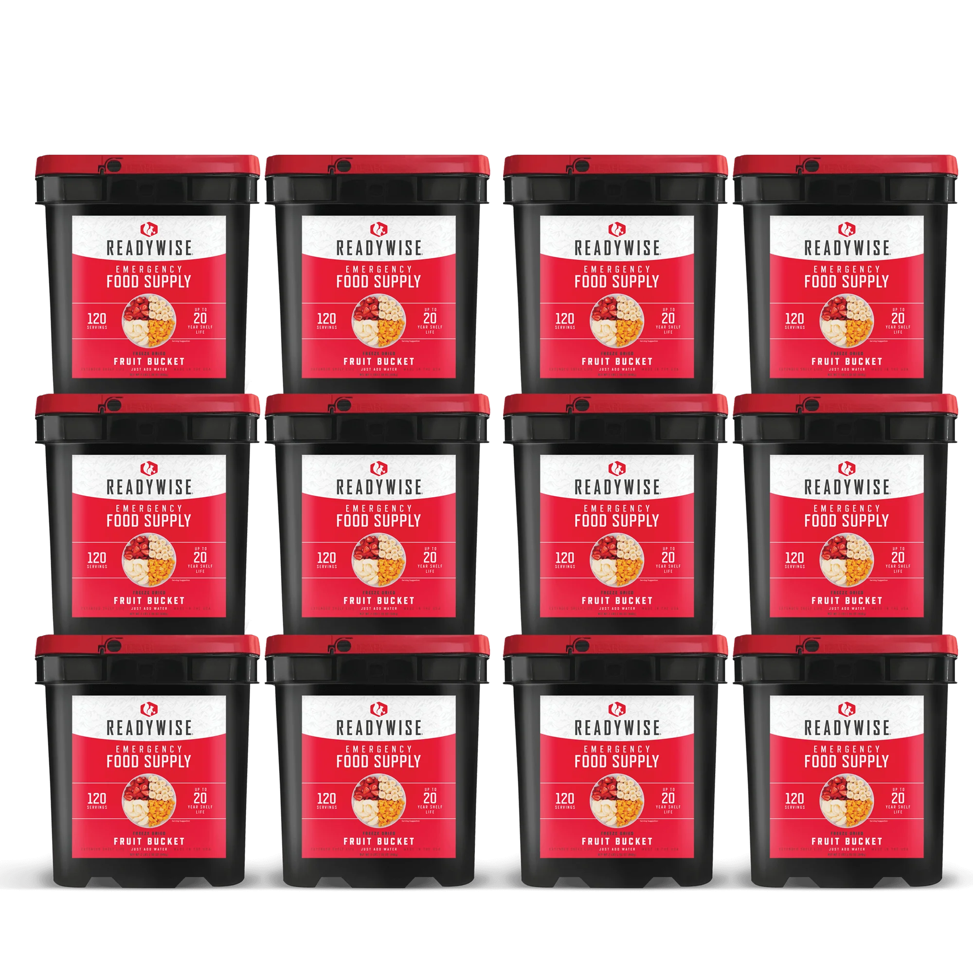 ReadyWise - 120 Serving Freeze Dried Fruit Bucket - 12 Pack