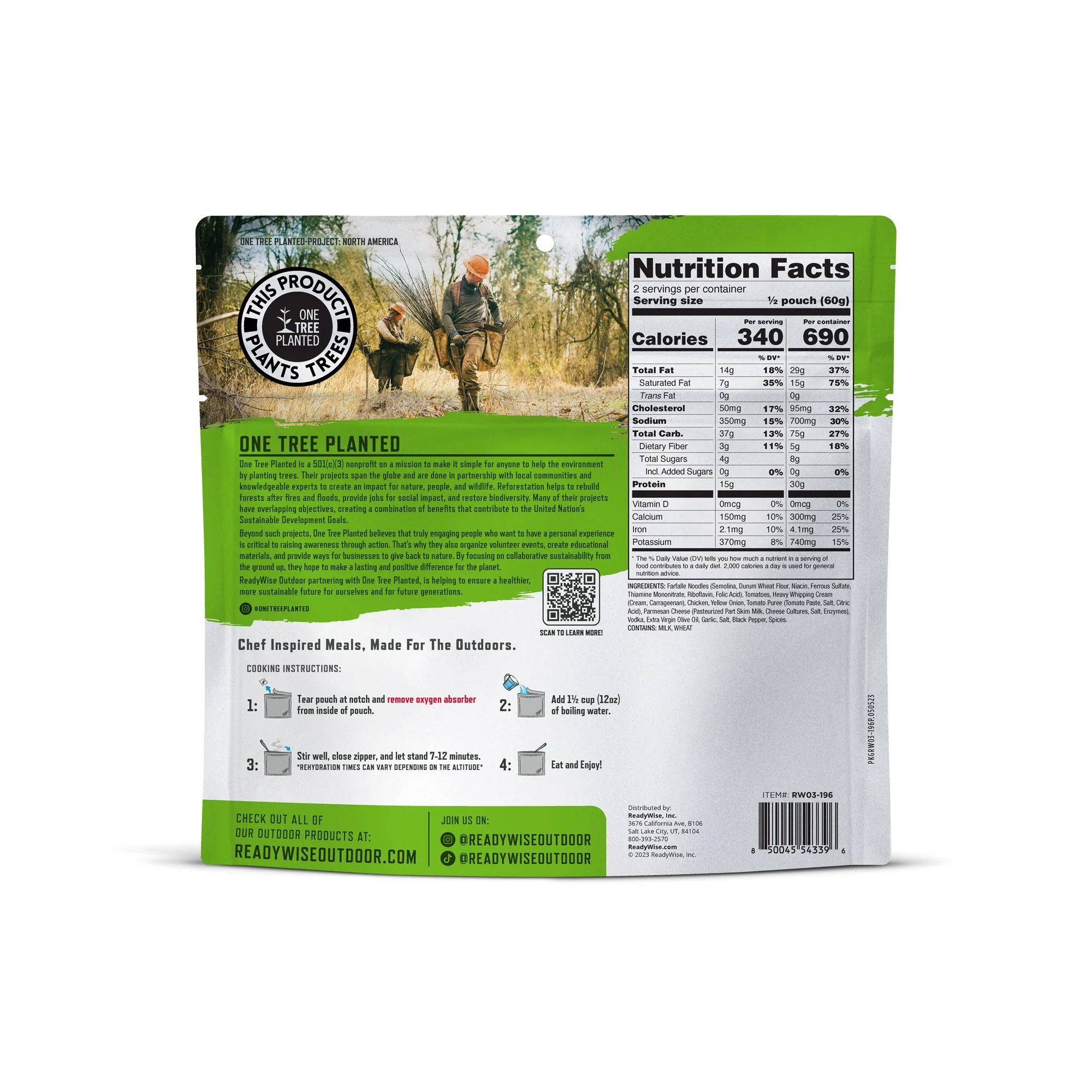 ReadyWise - Pro Adventure Meal Farfalle alla Vodka with Chicken - 6 Pack - Image 4