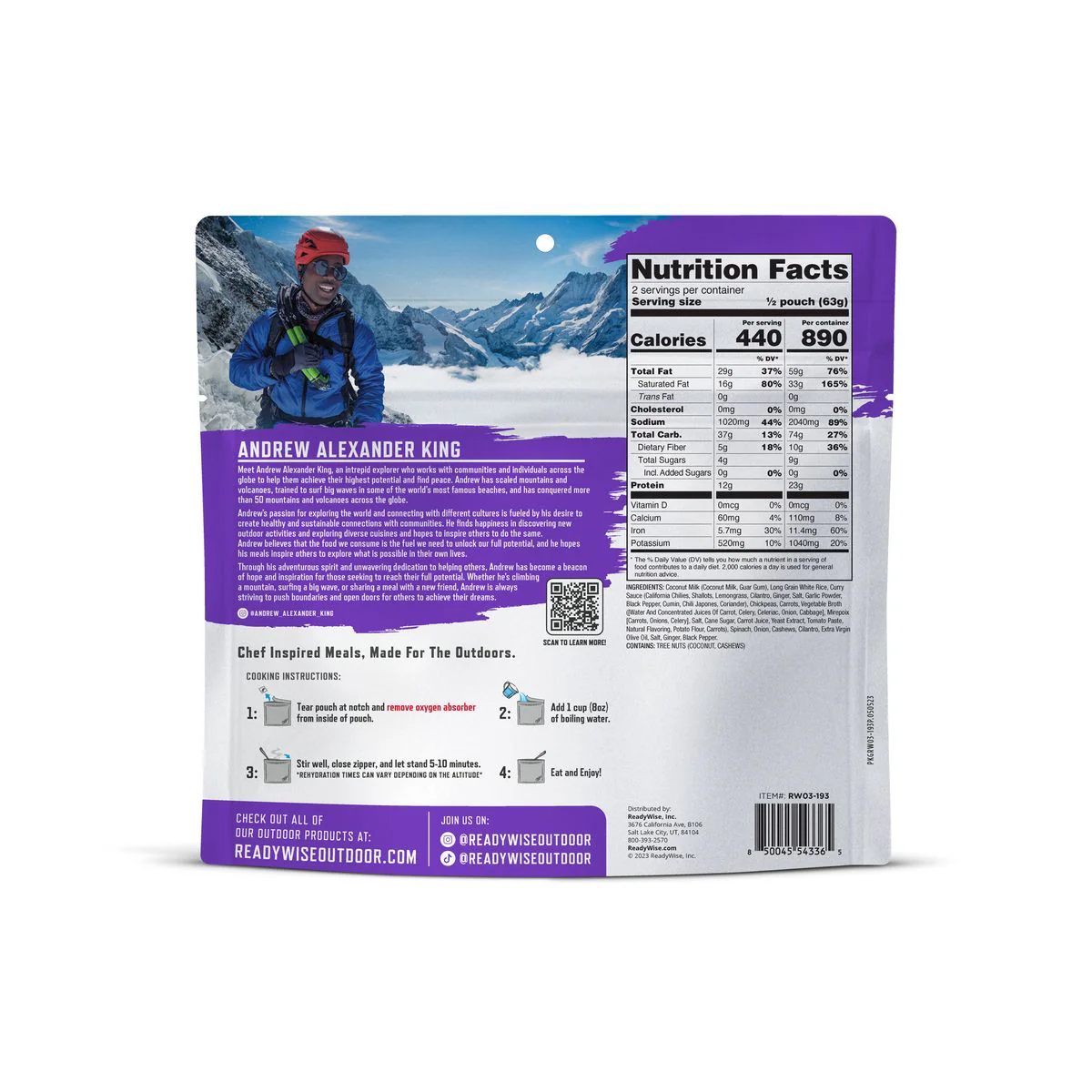 ReadyWise - Pro Adventure Meal Thai Coconut Cashew Curry - 6 Pack - Image 4