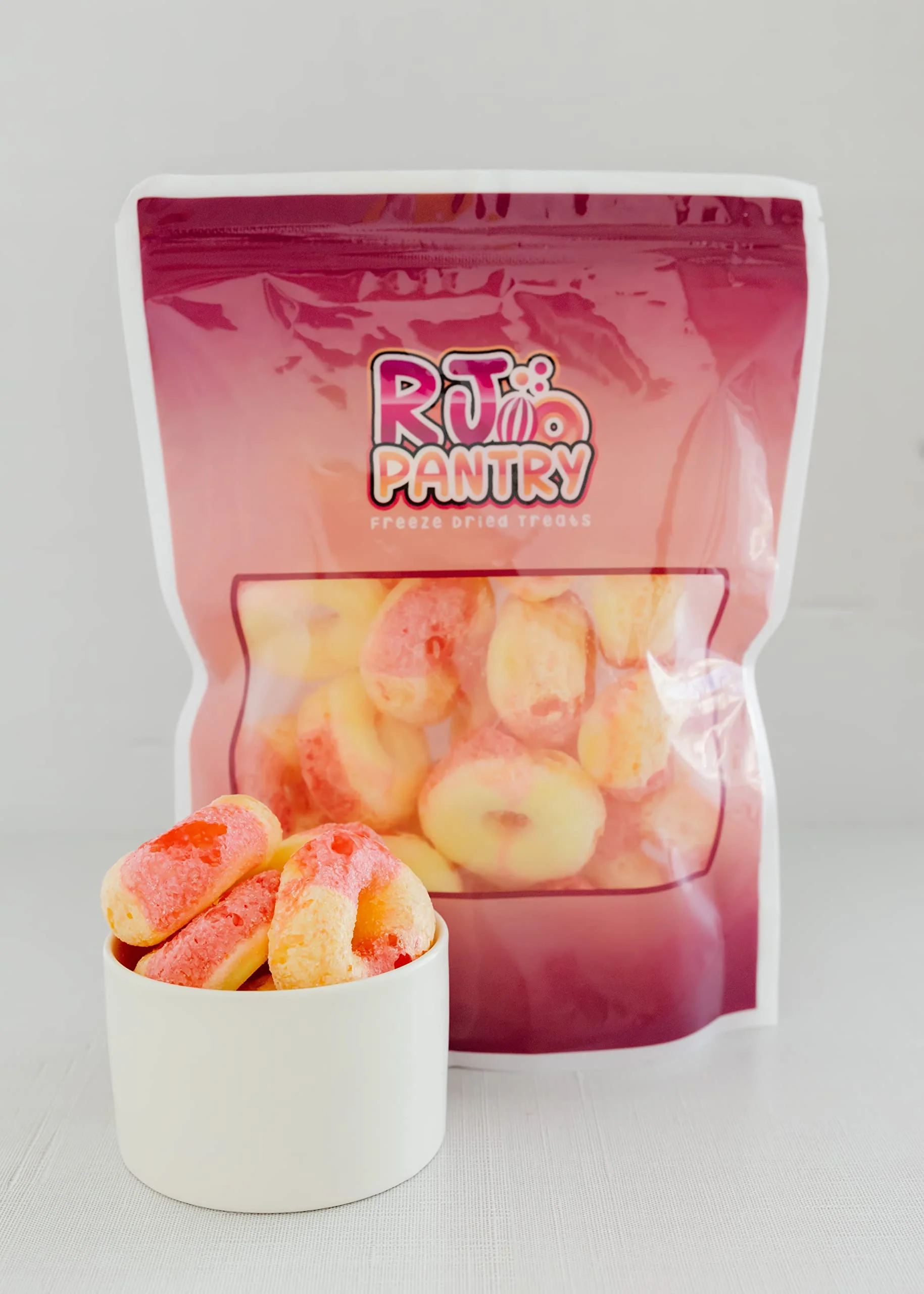 RJ Pantry Freeze-Dried Peach Rings Candy - 7oz bag - Image 4