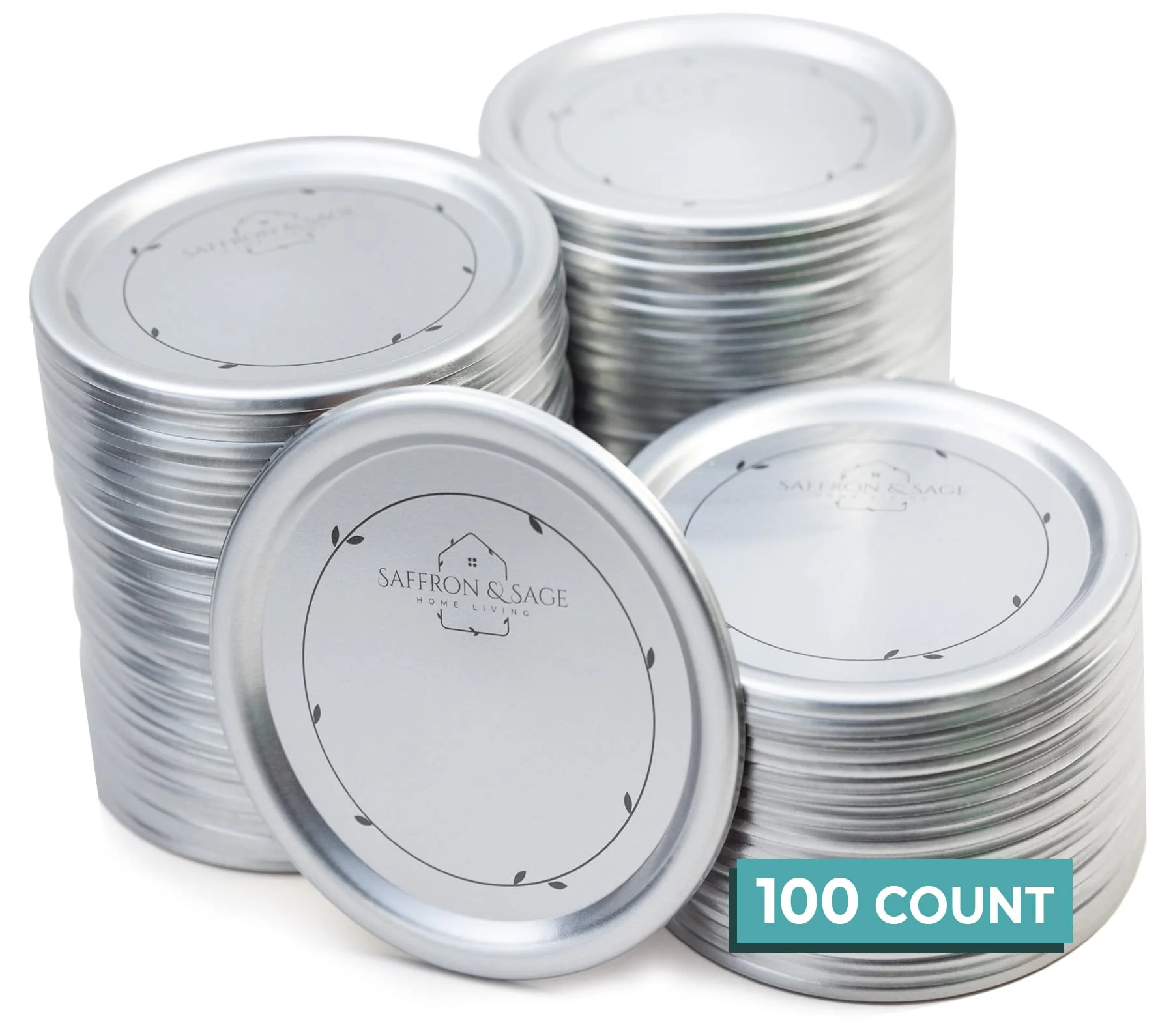 Wide-Mouth 86mm Canning Lids for Glass Mason Jars- 100 Pack