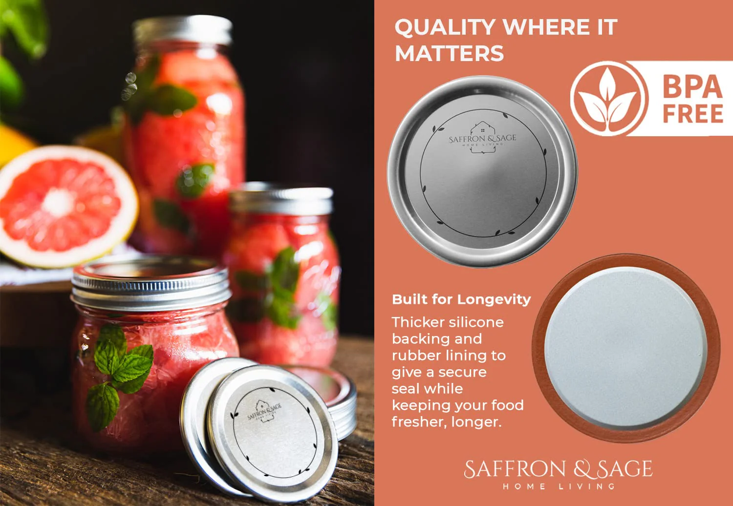 Wide-Mouth 86mm Canning Lids for Glass Mason Jars- 100 Pack - Image 2
