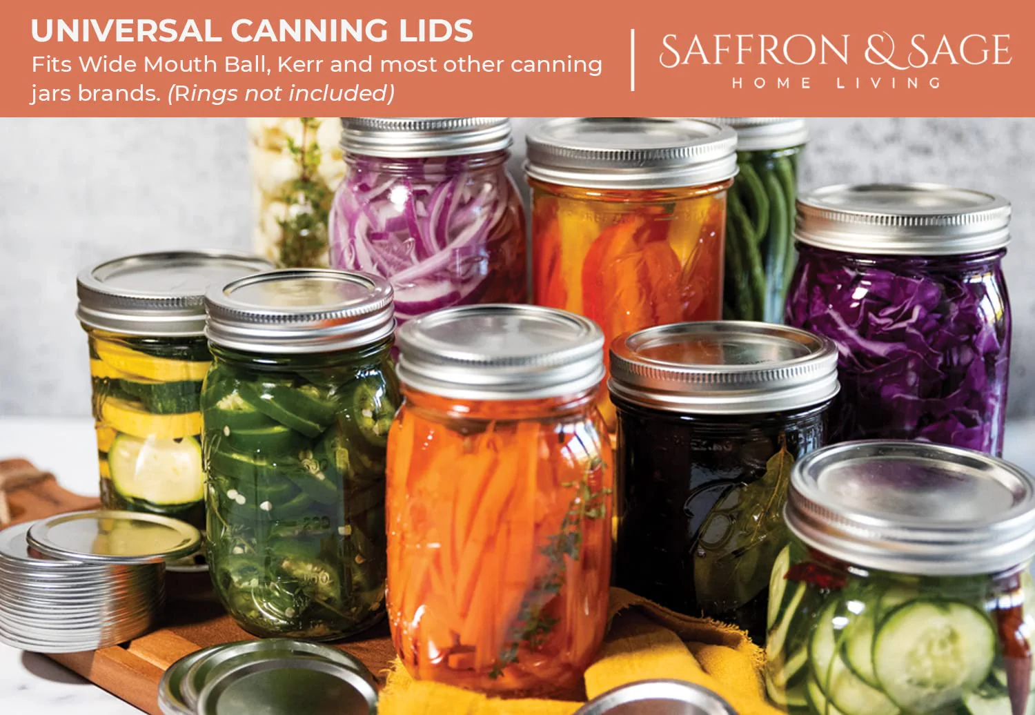 Wide-Mouth 86mm Canning Lids for Glass Mason Jars- 100 Pack - Image 3
